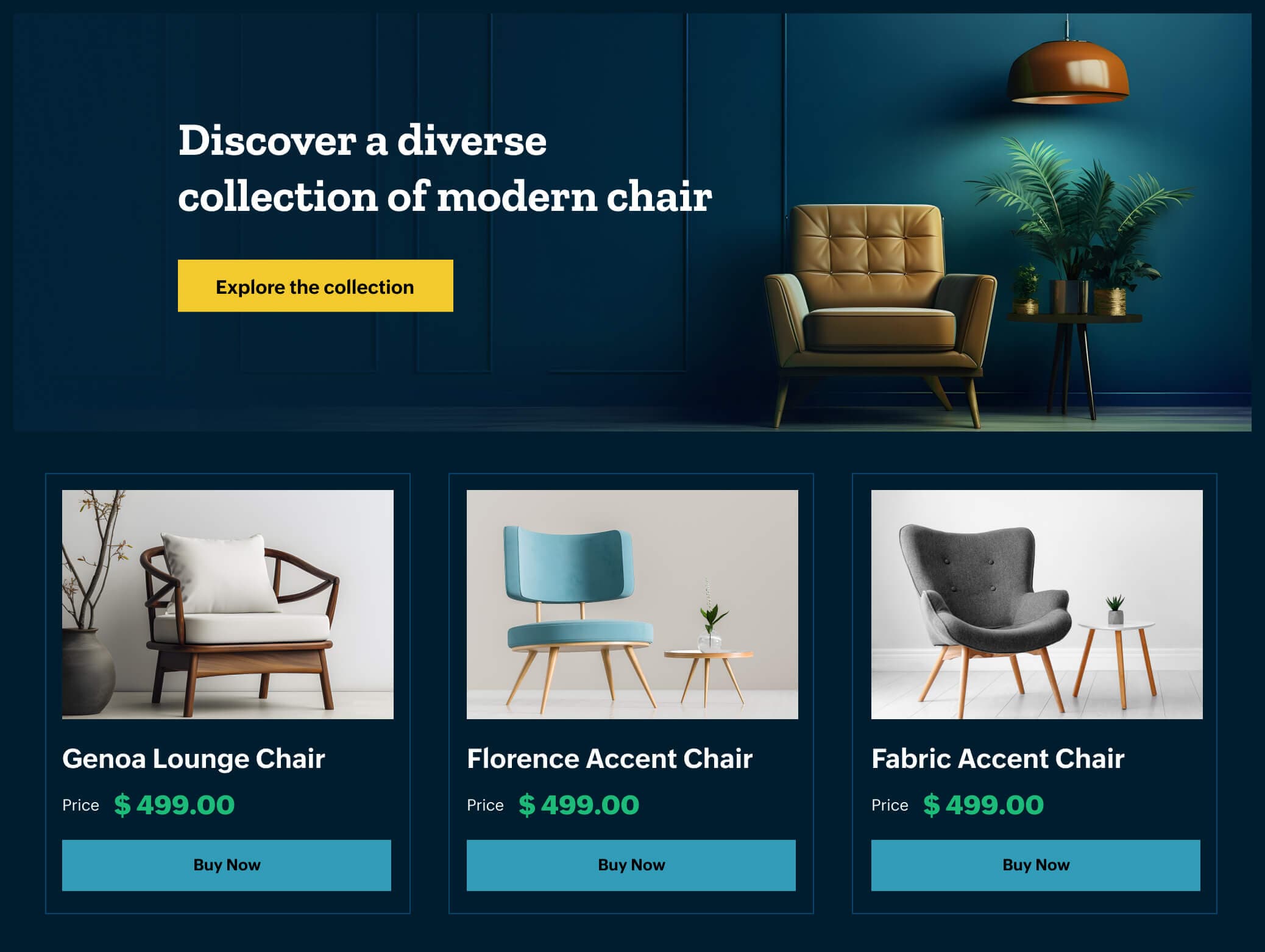 E-commerce landing page with product hero and feature sections